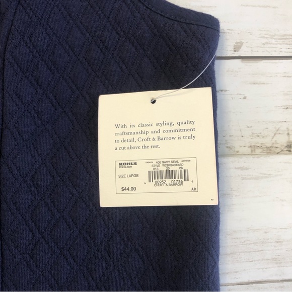 NEW! CROFT & BARROW Women’s Navy Mock Neck Sleeveless Full Zip Vest Sz L - Picture 10 of 13